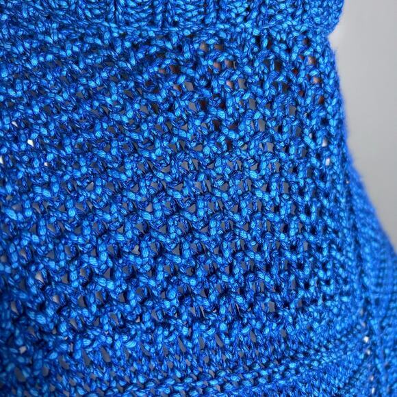 Diesel sweater women’s large electric blue chunky knit Italy‎ distressed Grunge - Picture 10 of 16